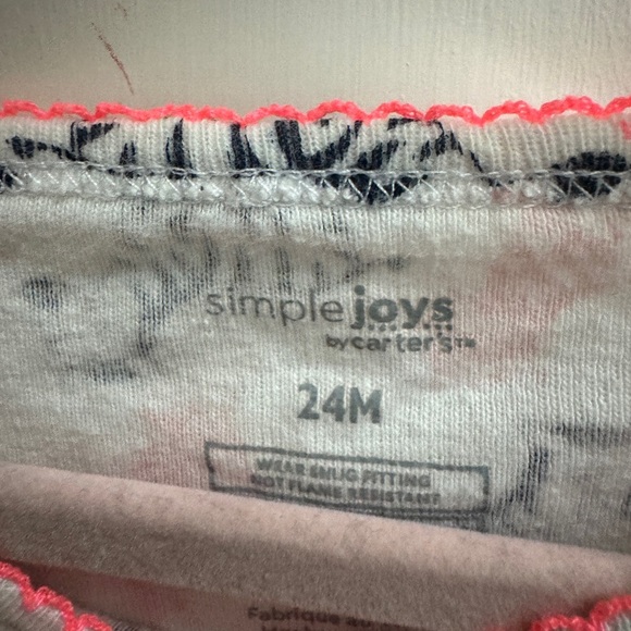 Simple Joys by Carter’s 24M Multicolor Zebra Long Sleeve Girls Pajamas Top - Picture 3 of 4